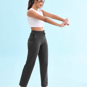 Women Solid Antra Melange Mid Rise Track Pant