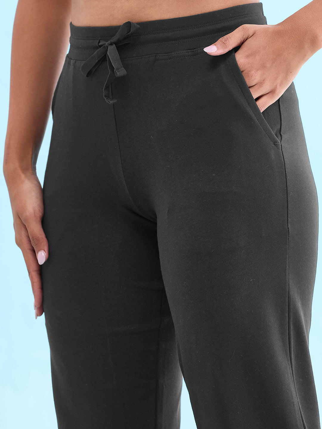 Women Solid Antra Melange Mid Rise Track Pant