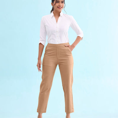 Women Beige Chinos Trousers