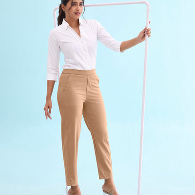 Women Beige Chinos Trousers