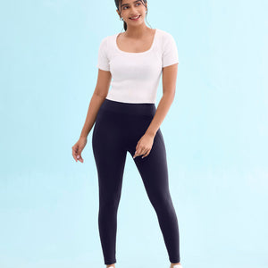 Women Solid Navy High Rise Yoga Leggings