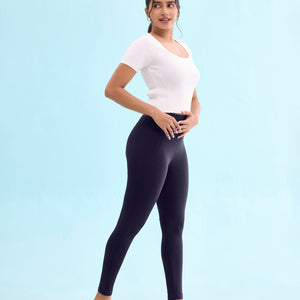 Women Solid Navy High Rise Yoga Leggings