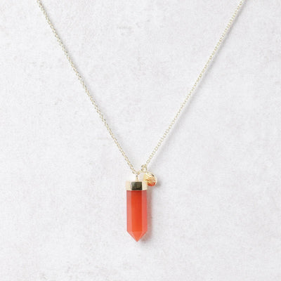 Carnelian Crystal Point Necklace