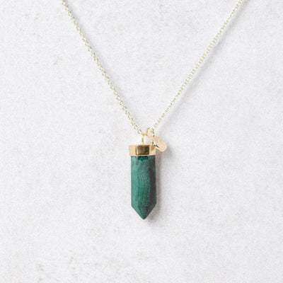 Genuine Malachite Crystal Point Necklace