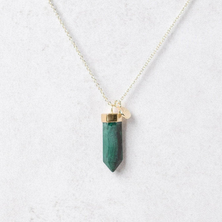 Genuine Malachite Crystal Point Necklace