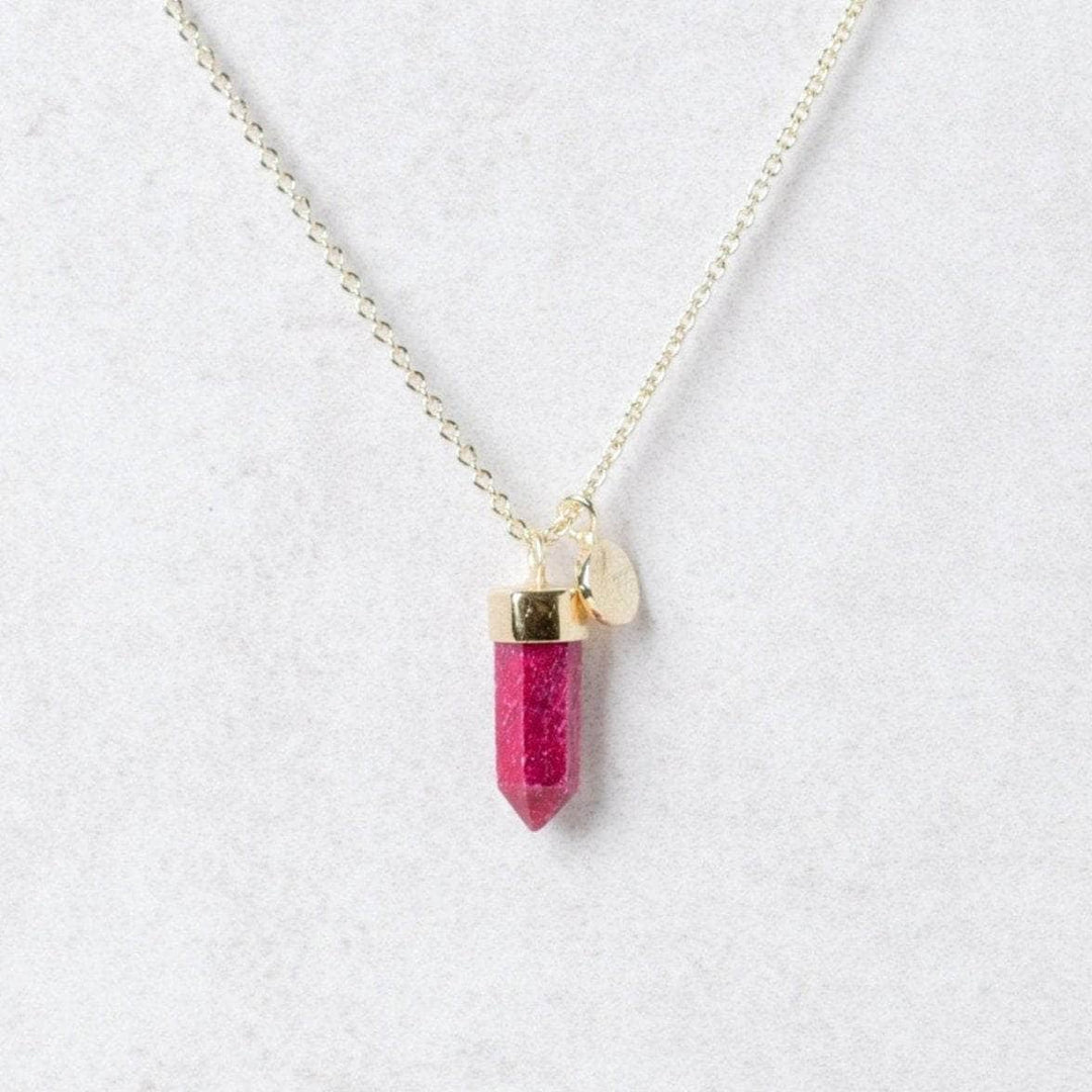 Delicate Ruby Crystal Point Necklace