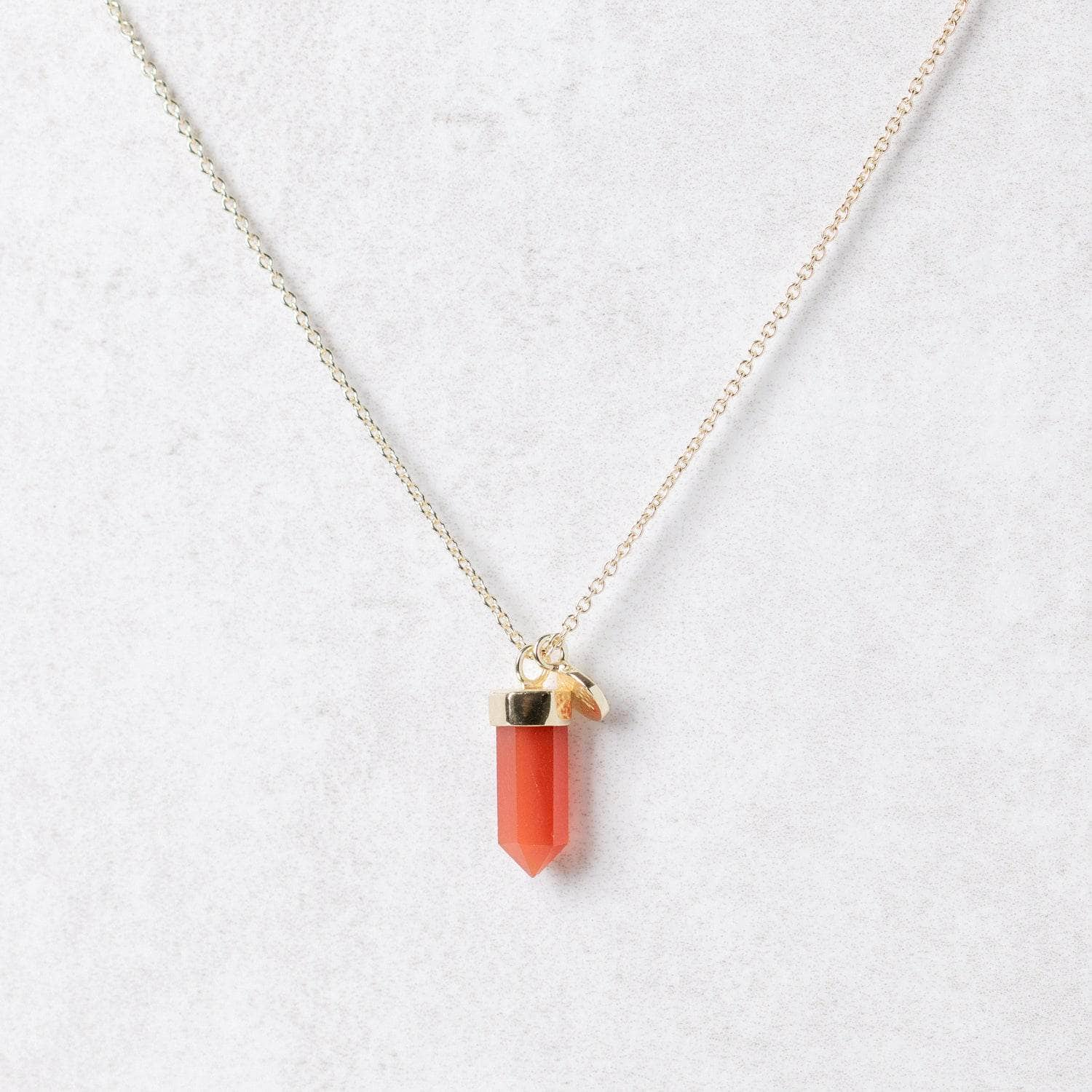 Delicate Carnelian Crystal Point Necklace