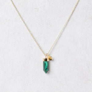 Delicate Genuine Malachite Crystal Point Necklace