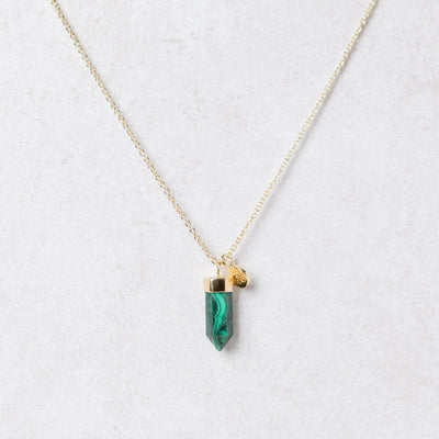 Delicate Genuine Malachite Crystal Point Necklace