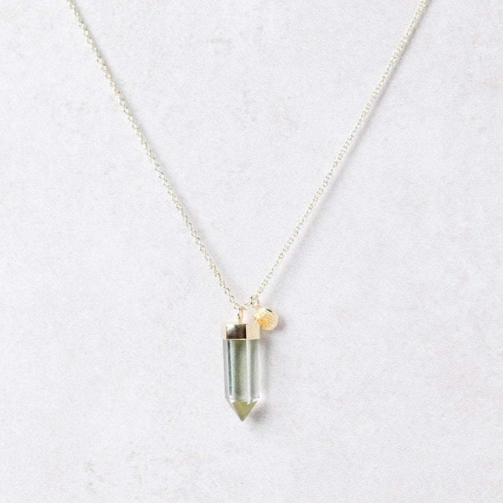 Green Amethyst Crystal Point Necklace