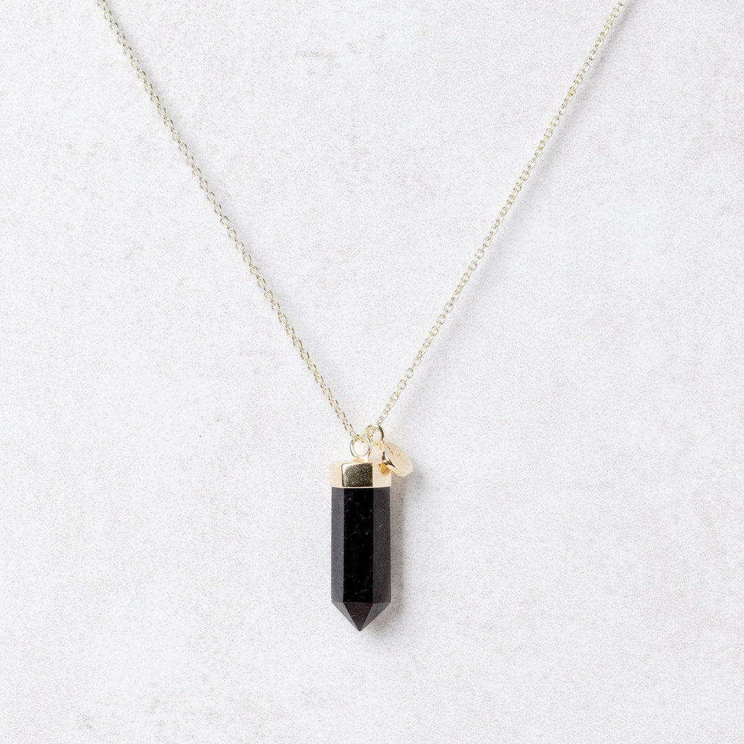 Black Tourmaline Crystal Point Necklace