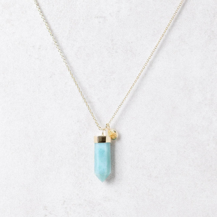 Rare Genuine Larimar Crystal Point Necklace