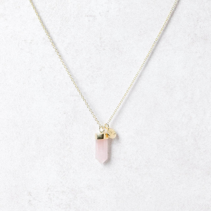 Delicate Rose Quartz Crystal Point Necklace