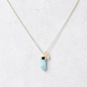 Delicate Rare Genuine Larimar Crystal Point Necklace