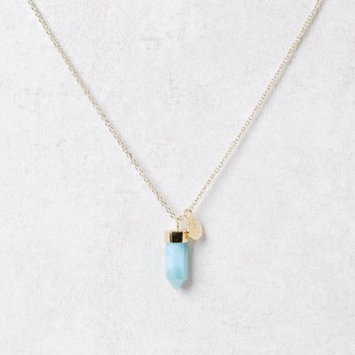 Delicate Rare Genuine Larimar Crystal Point Necklace
