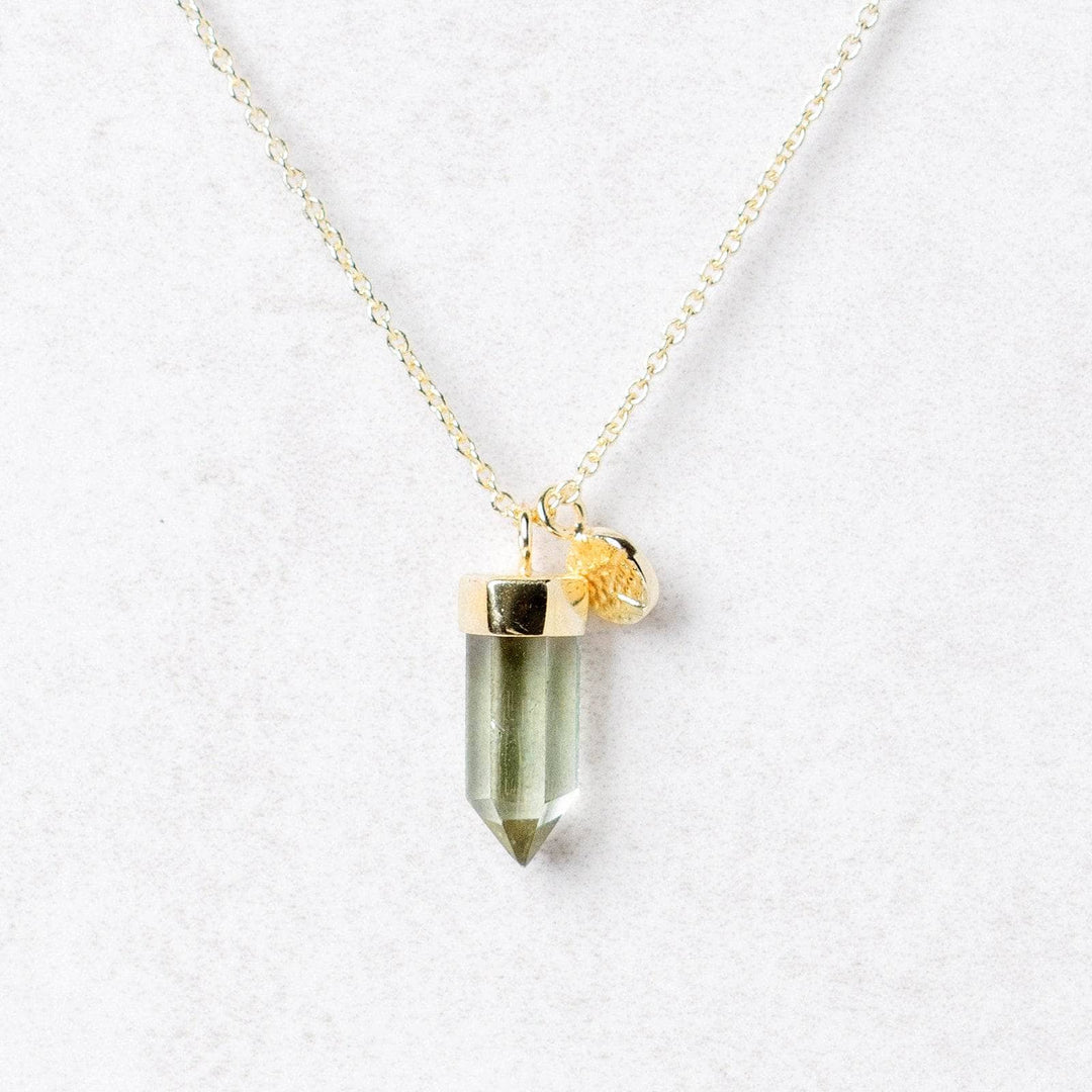 Delicate Green Amethyst Crystal Point Necklace