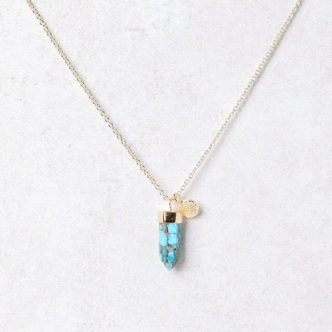 Delicate Genuine Turquoise Crystal Point Necklace