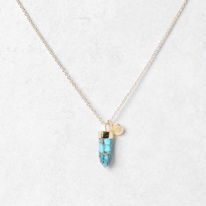 Delicate Genuine Turquoise Crystal Point Necklace