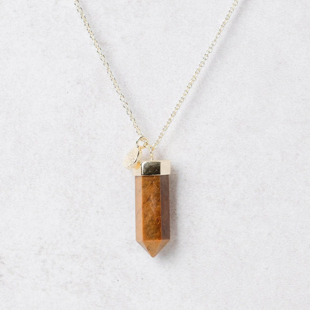 Tiger Eye Crystal Point Necklace