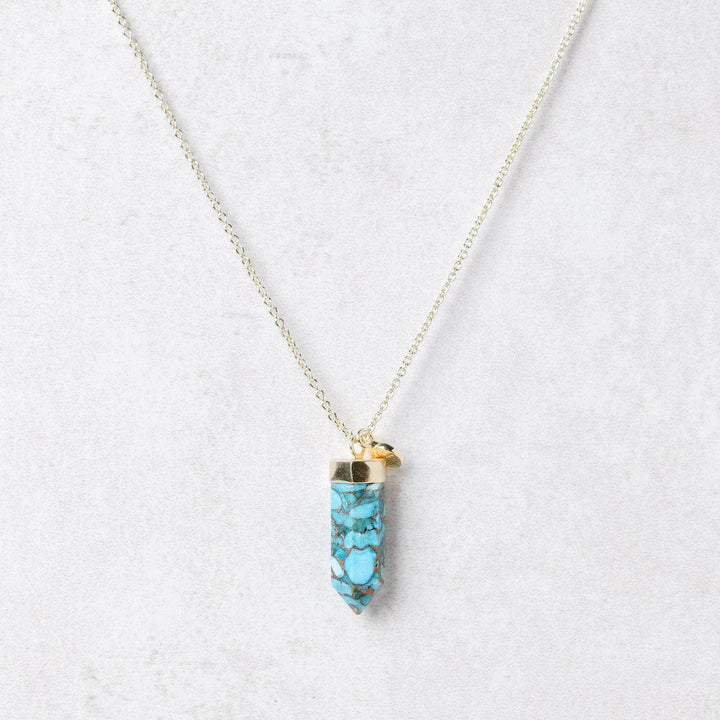 Genuine Turquoise Crystal Point Necklace