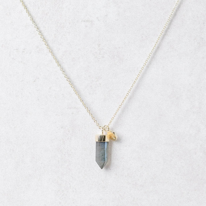 Delicate Labradorite Crystal Point Necklace