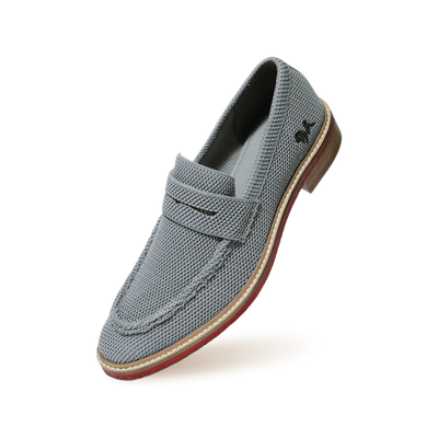 Block Heel Loafers : Grey
