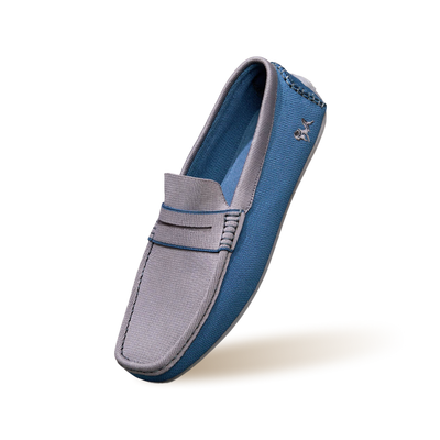 ReLive Knit Color Block Loafers : Blue/Grey