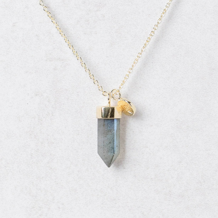 Delicate Labradorite Crystal Point Necklace