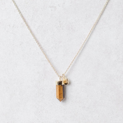 Delicate Tiger Eye Crystal Point Necklace
