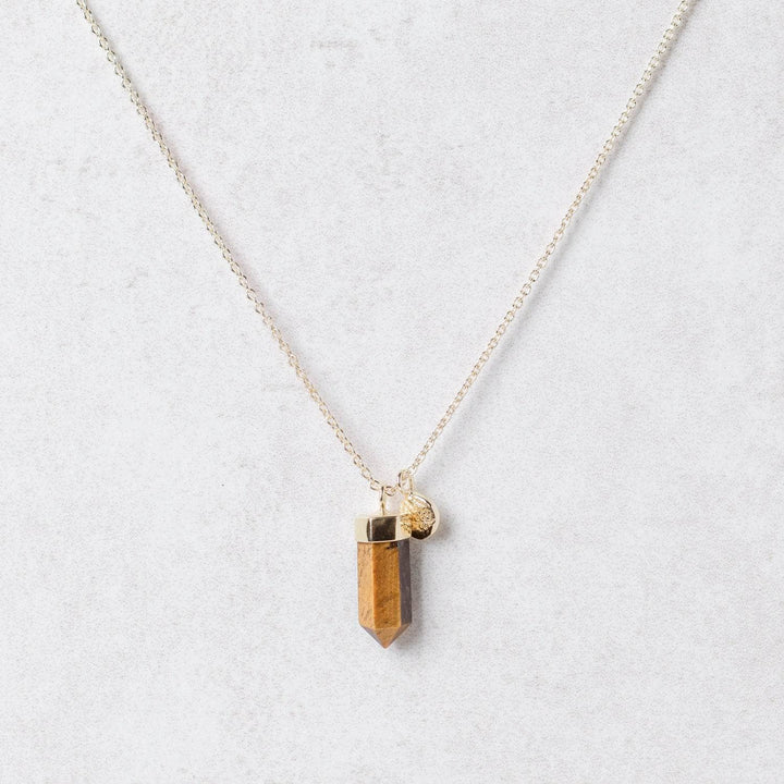 Delicate Tiger Eye Crystal Point Necklace