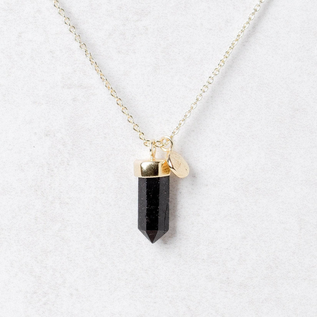 Delicate Black Tourmaline Crystal Point Necklace