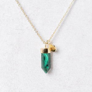Delicate Genuine Malachite Crystal Point Necklace