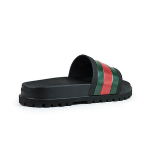 Gucci Web Chunky Pool Slides Black/Red/Green