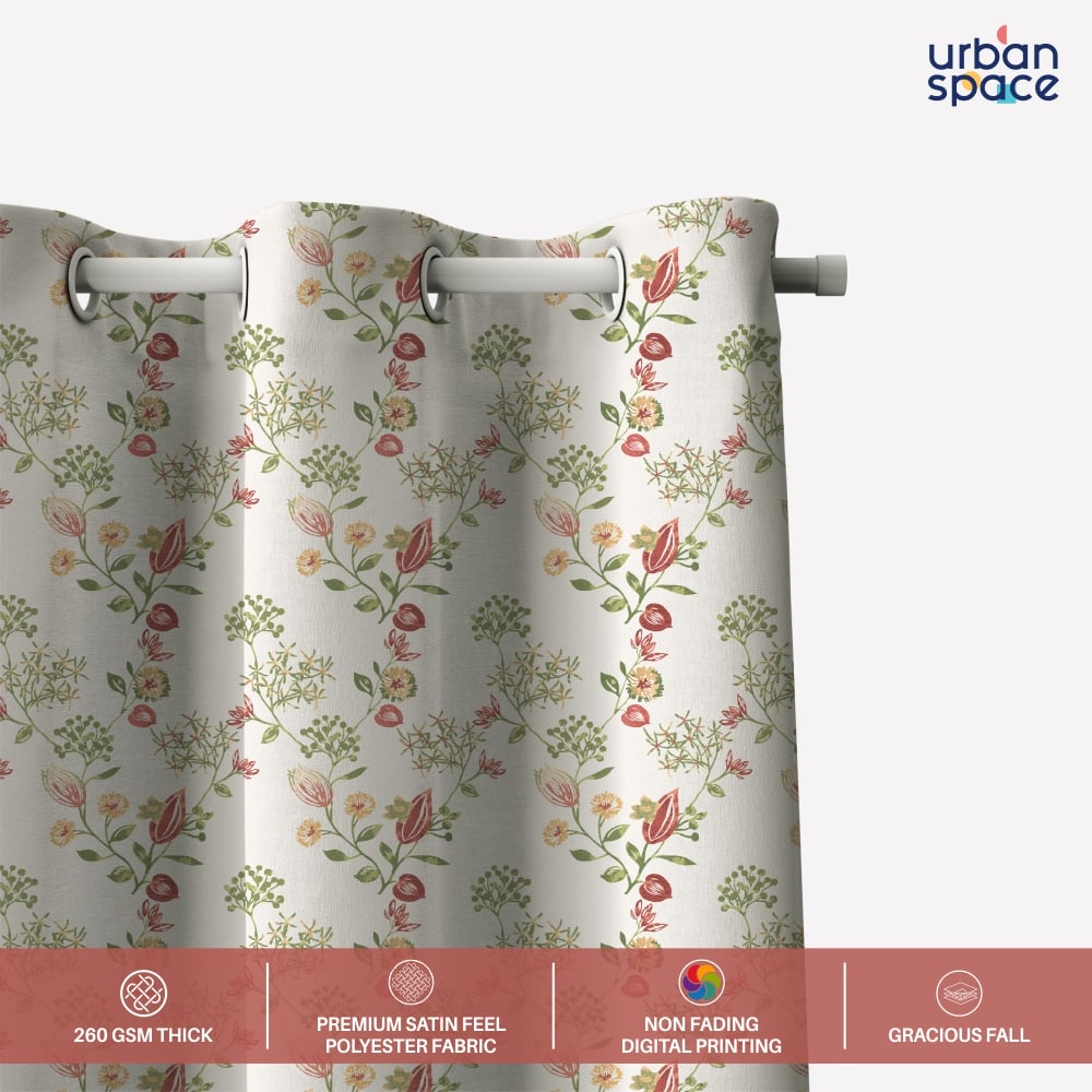 Blackout Curtains, Digital Printed Curtains, Pack of 2 Curtains - Gulmohar