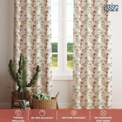 Blackout Curtains, Digital Printed Curtains, Pack of 2 Curtains - Gulmohar