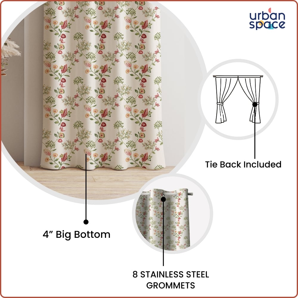 Blackout Curtains, Digital Printed Curtains, Pack of 2 Curtains - Gulmohar