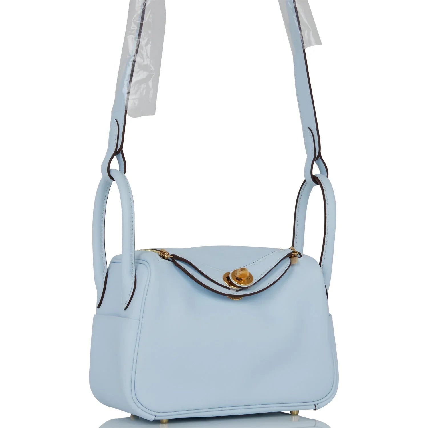 Hermès Mini Lindy Bleu Brume Swift Gold Hardware
