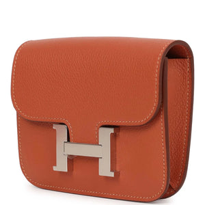 Hermès Constance Slim Wallet Brique Evercolor Palladium Hardware