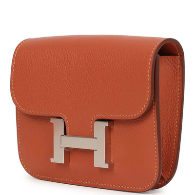 Hermès Constance Slim Wallet Brique Evercolor Palladium Hardware