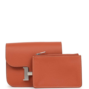 Hermès Constance Slim Wallet Brique Evercolor Palladium Hardware