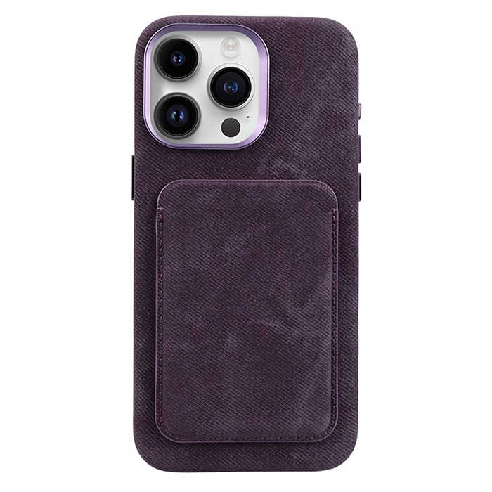 Denim Fabric Wallet Case For iPhone 15 Plus