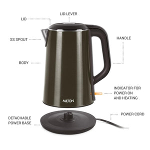Milton Euroline Hagen Electric 1.8 Litre Kettle 1500 Watts Stainless Steel Electric Kettle | Black