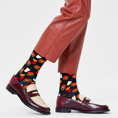 Happy Socks Unisex Hamburger Crew Length Socks for Women and Men