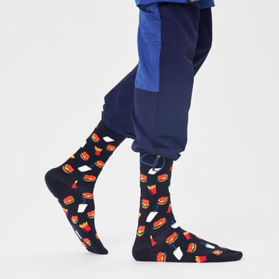 Happy Socks Unisex Hamburger Crew Length Socks for Women and Men