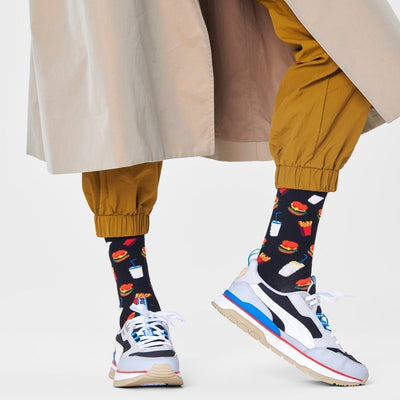 Happy Socks Unisex Hamburger Crew Length Socks for Women and Men