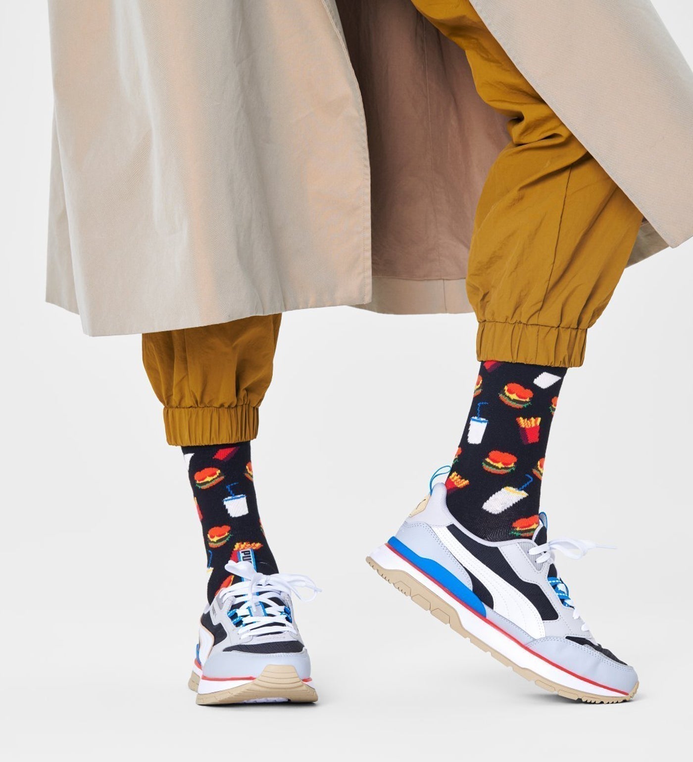 Happy Socks Unisex Hamburger Crew Length Socks for Women and Men