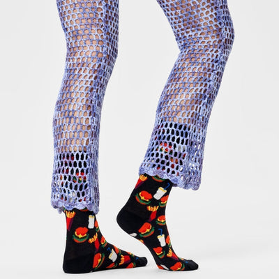 Happy Socks Unisex Hamburger Crew Length Socks for Women and Men