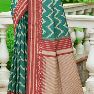 Rama Green Raw Silk Saree