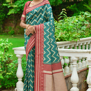 Rama Green Raw Silk Saree