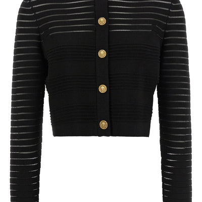 Balmain Semi-transparent Stripes Cardigan